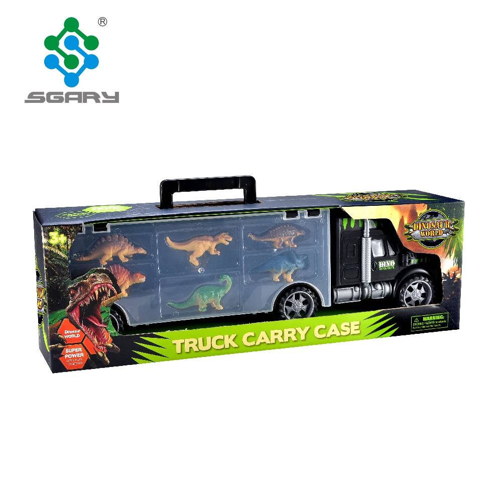 kids favorite toys Dinosaur transport car carrier truck toy with 6 mini plastic dinosaurs