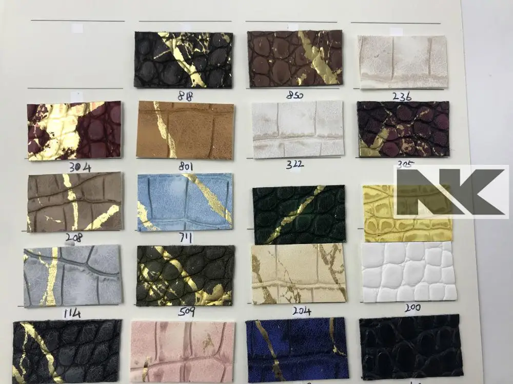 P377 metal film crocodile pattern PU artificial leather for bags, shoes, belts, watches and sofas