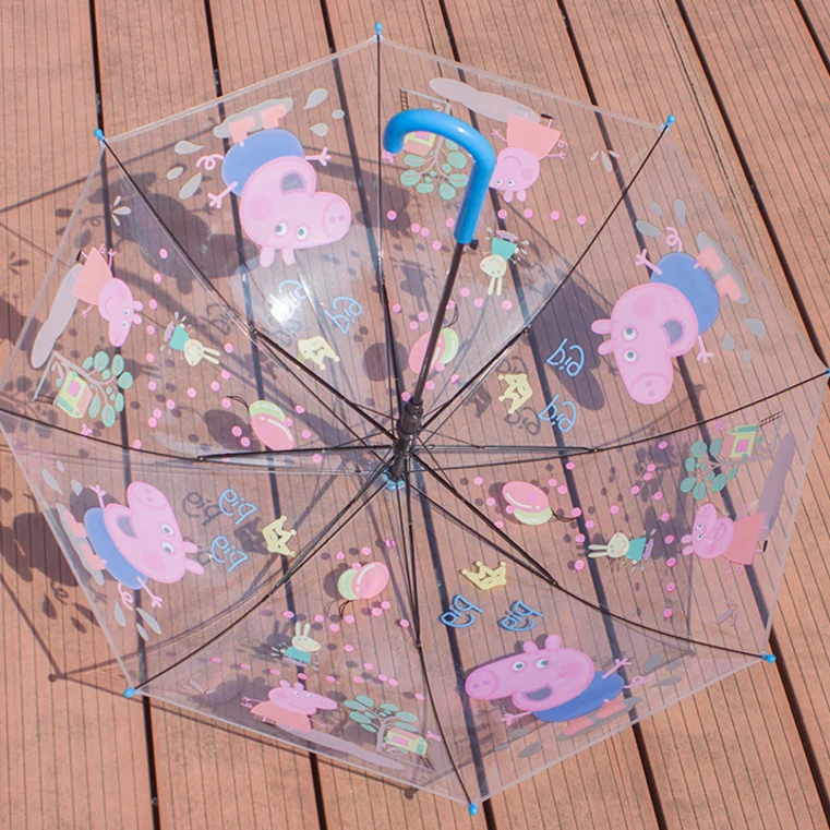 Peppa Свинья Мультфильм Начальная Школа Студенты Прозрачный Зонтик Детей