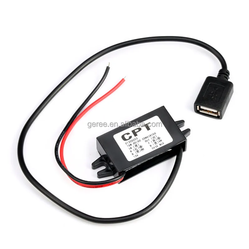 DC DC 12V to 5V 3A converter Step down buck usb output power adapter Power Supply Voltage Regulator Standard USB