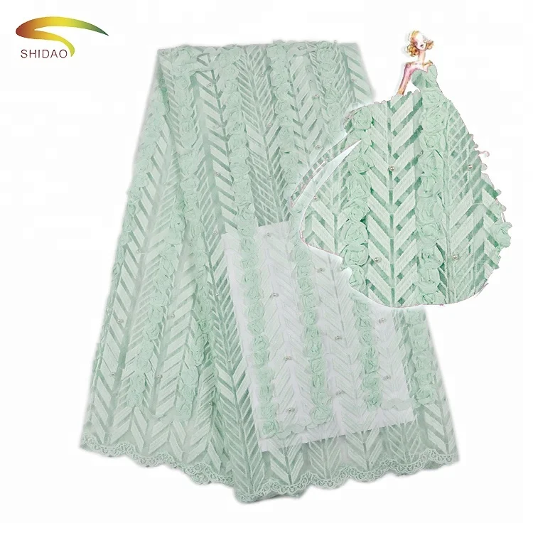 African George Flower Embroidery lace fabric With Beaded