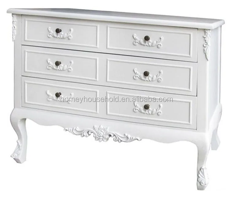
Cupboard Chest of Drawers White 6 Drawers Shabby Chic Vintage Bedroom 