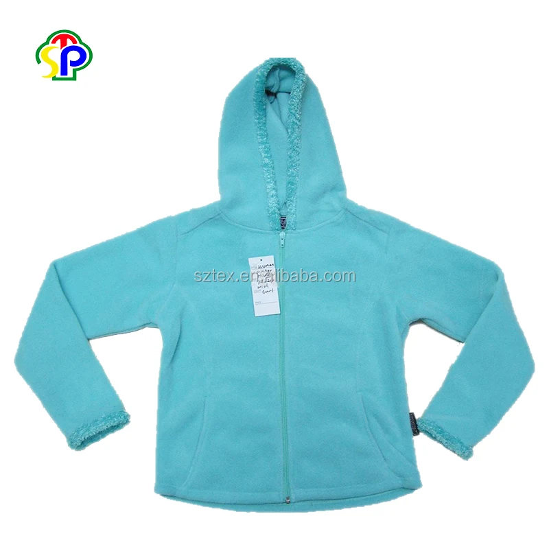 Детская блеск оливково-зеленый флис девушка куртка с капюшоном оптовая продажа