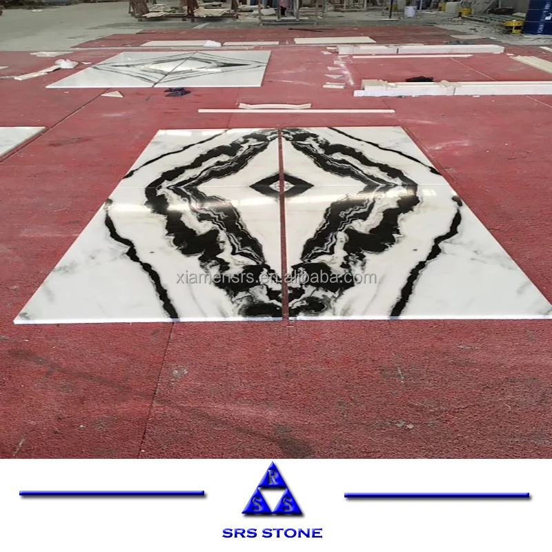 
Hotel Project Marble Panda White Marble Book Match Black Veins White Marble 