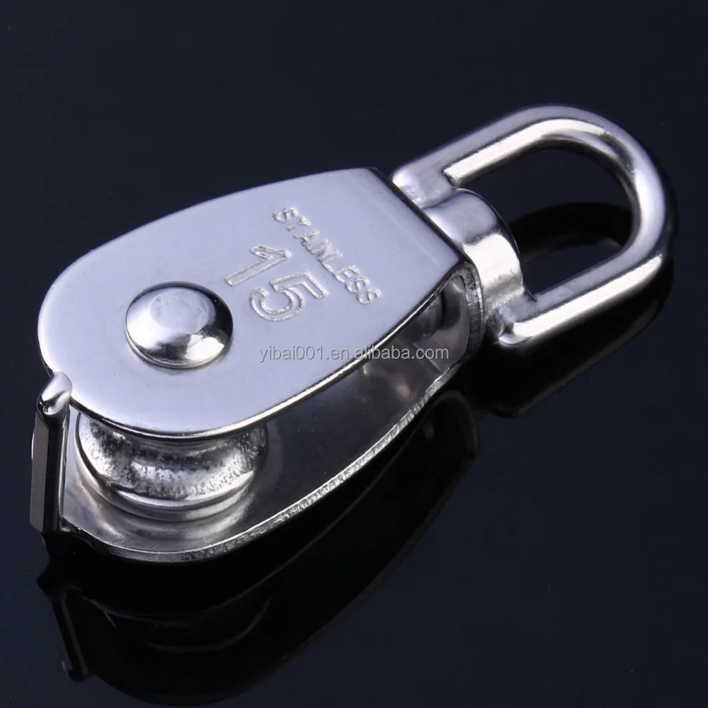 
Stainless Steel M15 Wheel Swivel Pulley Block Heavy Duty Steel Single Wheel Swivel Lifting Rope Pulley For Wire Rope 