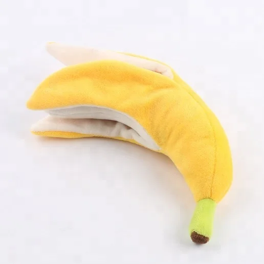 Soft plush banana shape tough quality squeaky pet toys for dog chew wholesale from china