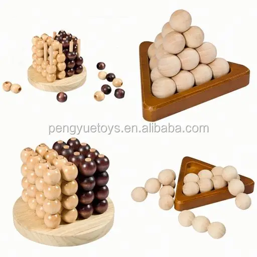 Intelligence 2 designs 3D beads brain teaser wooden puzzle funny cube iq game iq toy Pyramid puzzle for adult