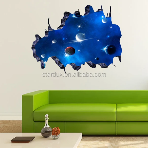 3D Astronaut in Outer Space Galaxy Meteorites Wall Decal Sticker Kids Room Decoration