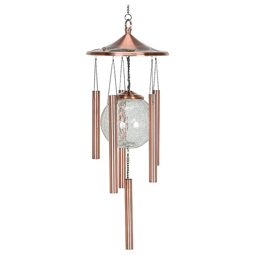 Solar powered color changing hanging wind chime light lantern garden