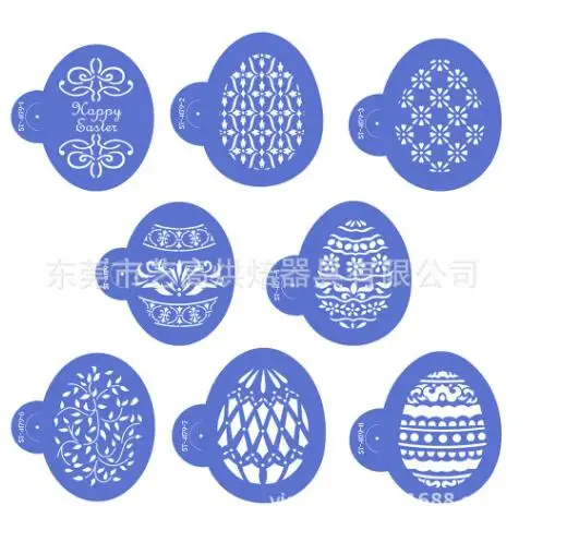 
Hot Sell 8 pcs/set Easter egg spray pattern fondant cake decoration sugar powder sieve spray mold baking utensils 