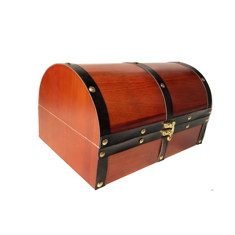 Natural customized wooden box treasure chest gift package box