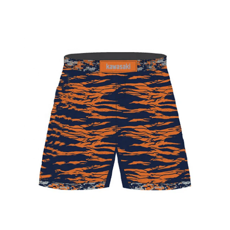 High quality factory custom printed label fitness training stretchy spandex embroidery mma fight shorts