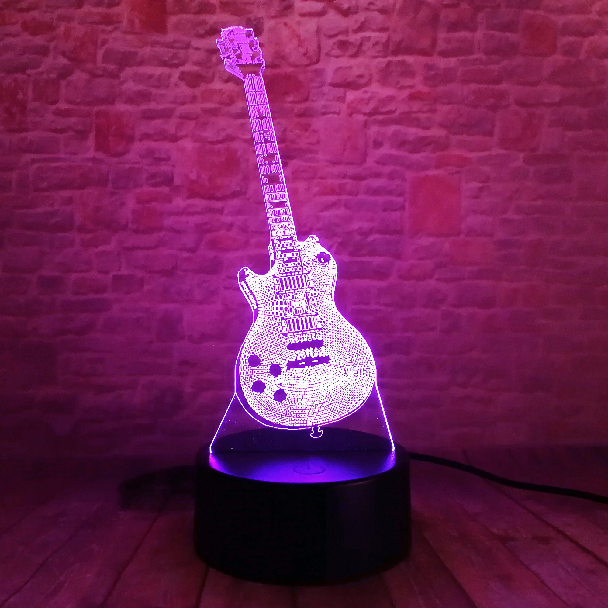 Luminous Bass Guitar Action Figure 3D Illusion LED NightLight Colorful Touch Flash Fairy Light Action & Toy Figures Child Gifts