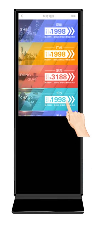 Ground standing 65 inch interactive self-service terminal kiosk touchscreen monitor (Win10/11 or Android OS) 4K UHD