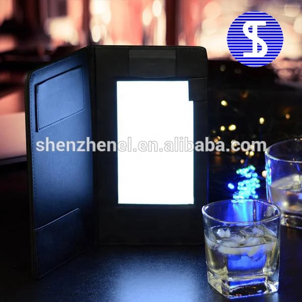 B347 led lighted check presenter, rechargeable LED illuminated bill holder light up bill covers for restaurant