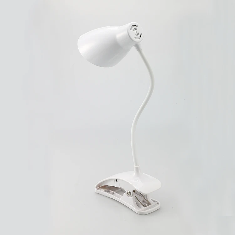 white ABS plastic   flexible goose neck led  desk reading lamp clip on table edge  for reading