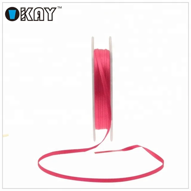 Cheap price wholesale 3mm wide double face red satin ribbon