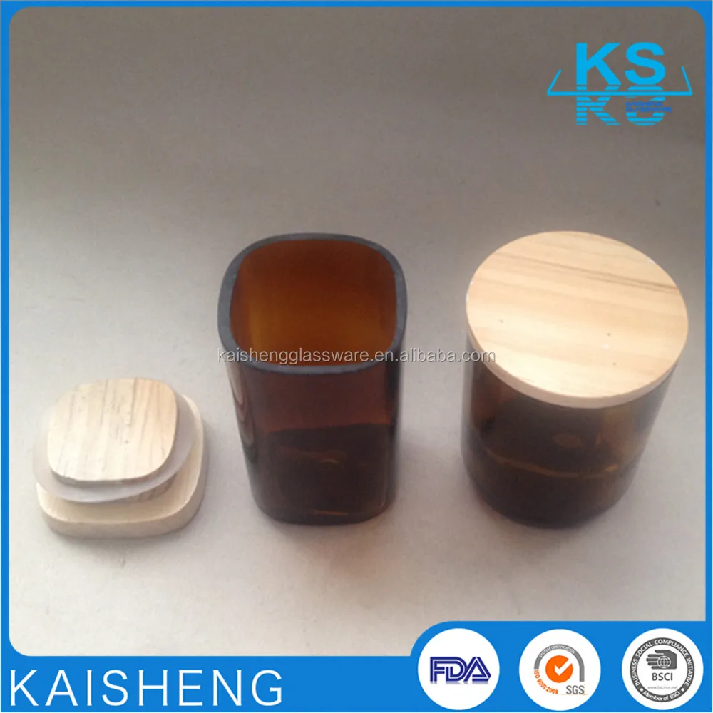 
Wholesale recycled wine glass geo cut amber jars for candles 