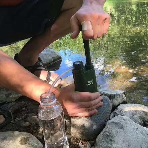 camping water filtration equipment personal first aid hiking survival l kit tools add whistle compass mini knife and LED light