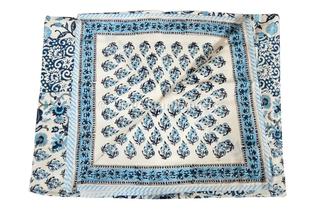 Jaipur Block Print Fabric Cotton Bedspread Patchwork Bohemian Bedding Set Bohemian Bedcover Boho Bedsheet