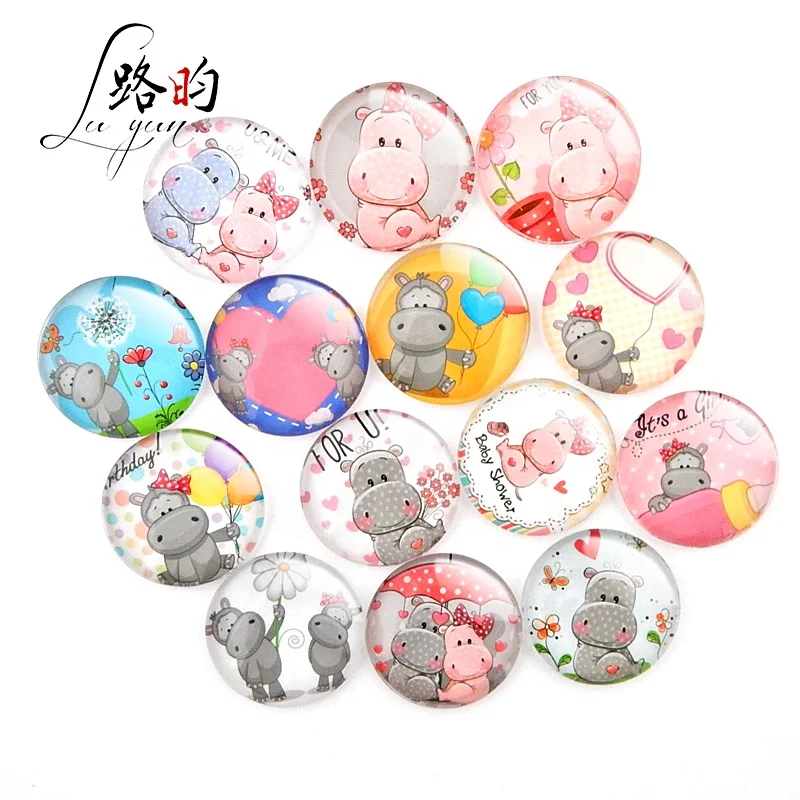 
Custom Dome Magnetic Sticker Fridge Love Pink Hippo Glass Animal Magnets For Fridge Souvenir For Fun 