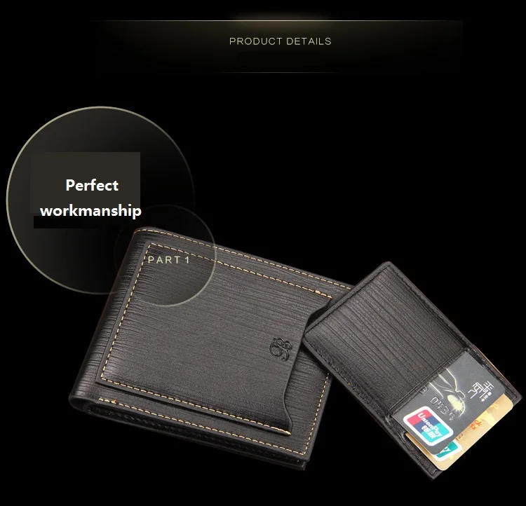 baellerry  PU leather short style Hot selling classic wallets  For Men With drawer cards,Male coin purse Card Holder Case
