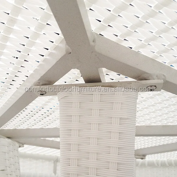 Outdoor Rectangular Rattan Table with KD frame Dining Table in White Color