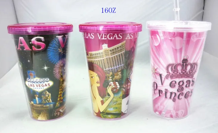 Двойная настенная чашка с крышкой и соломинкой без БФА