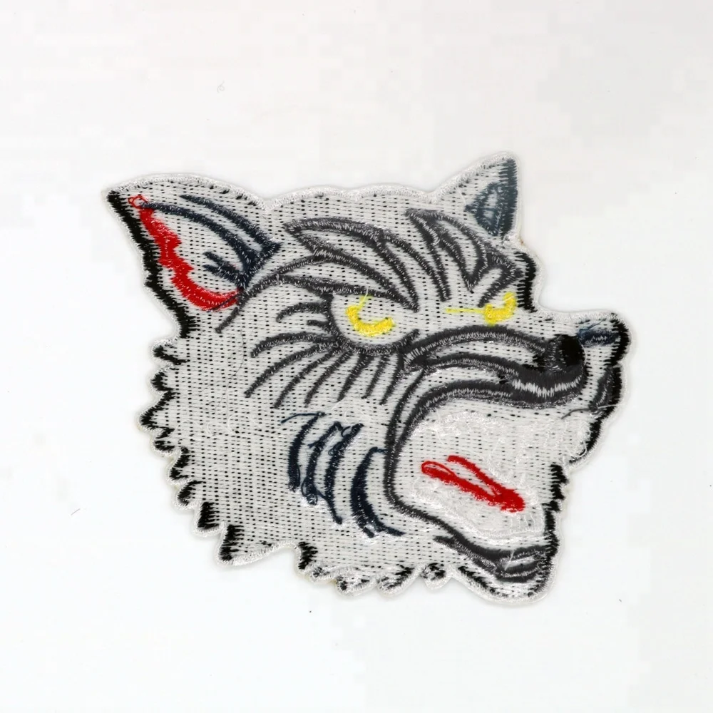 CUSTOM 3D logo embroidery wolf patch design iron on clothing badge