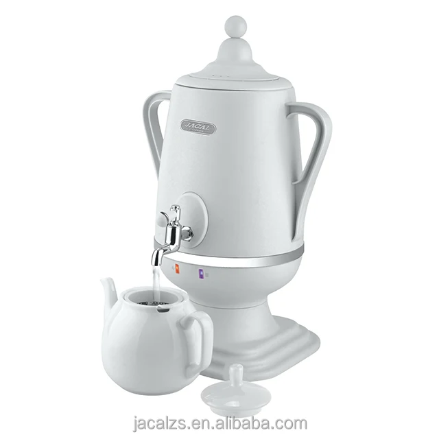 White Plastic Electric Samovar with ceramic tea pot