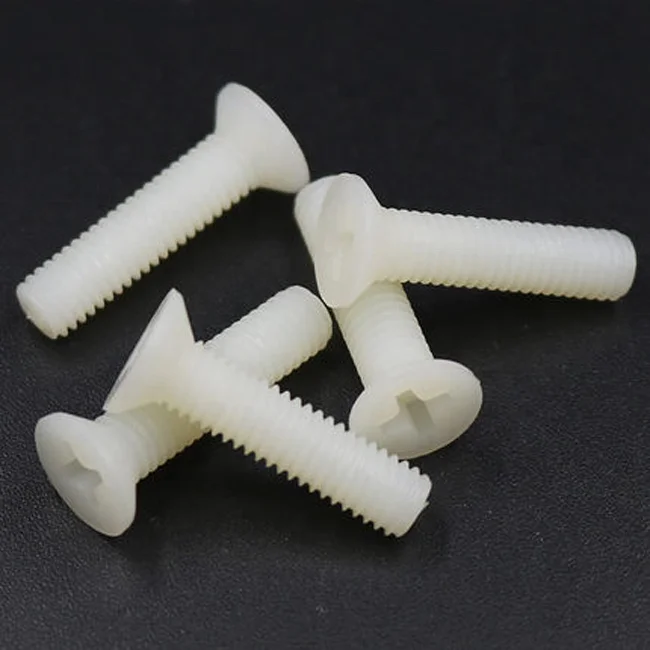 M2 M2.5 White Phillips Flat Countersunk Head Nylon Plastic Screw