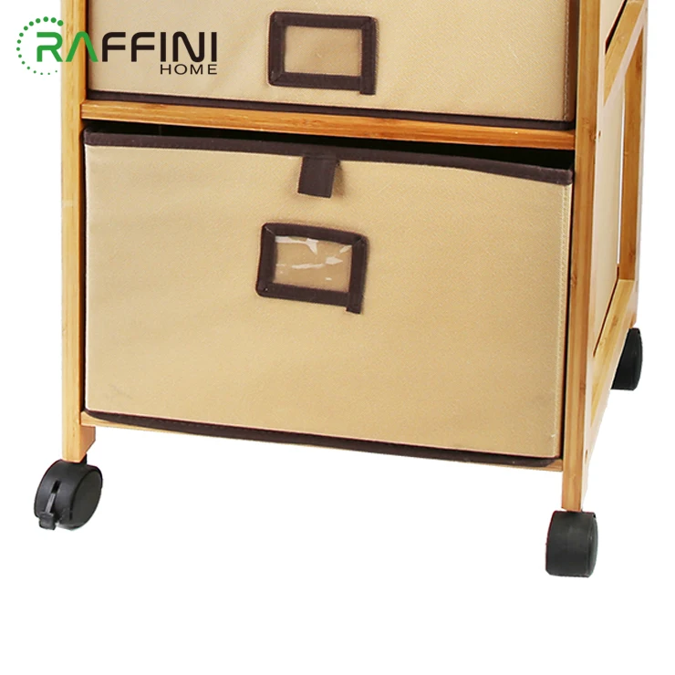 
Top Grade Flexible Rotation Bamboo+Non-woven Wood Drawer Cabinet Storage Organizer Furniture 