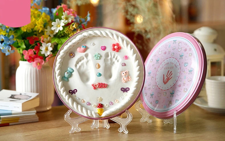 
DIY Baby Hand And Footprint Kit Newborn Keepsake Print with Non Toxic Clay Ornaments 
