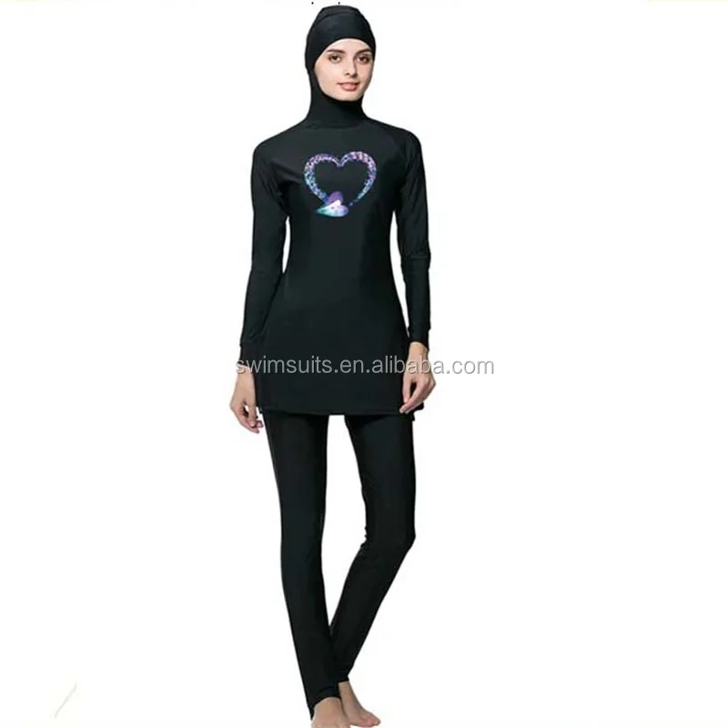 Low moq Good fit Islamic full covered swimming suit modest muslim bathing suit Two Piece swimming suit with hijab head cover