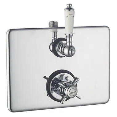 Traditional Bathroom Luxury Concentric Thermostatic Shower Mixer Valve Concealed/Exposed with Square Backplate