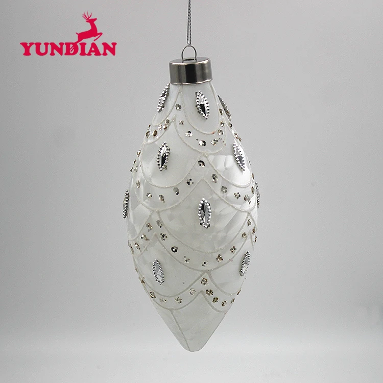 Factory Wholesale Different Shape Elegant White Glass Christmas Ball for Wedding and Holiday Hanging Decoration