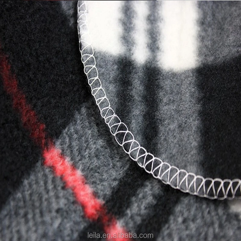 Custom Size Logo High Quality Super Soft Polyester Tartan Check Polar Fleece Throw Blanket