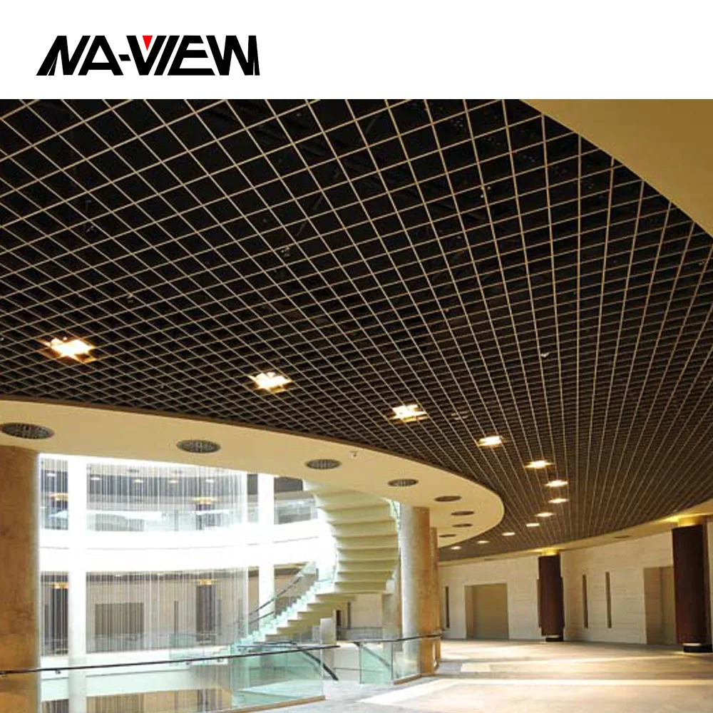 Restaurant Grid False Ceiling Designs Fireproof and Waterproof Metal & Aluminum Alloy Artistic Features for Cell Use