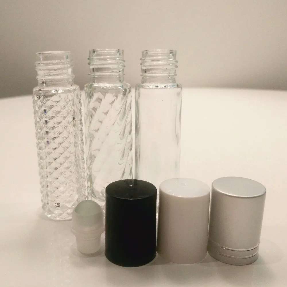 Multi Types Cosmetic Perfume Packaging 5ml 8ml 10ml Empty Frosted Roll On Glass Bottle With Lids