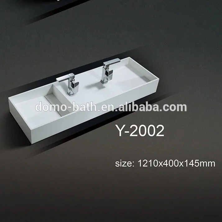 Domo новый стиль твердой поверхности ванной раковины с двумя смесители