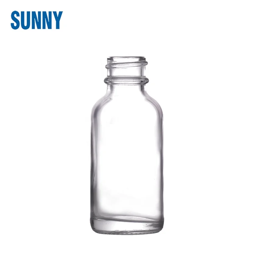 1oz 30 ml Clear Flint Boston Round Glass Bottle boston white bottle with lid
