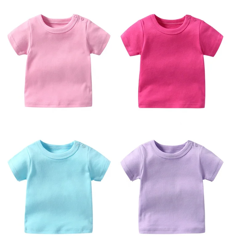 
Factory custom summer shoulder snaps short sleeve 100% cotton t-shirt for baby 