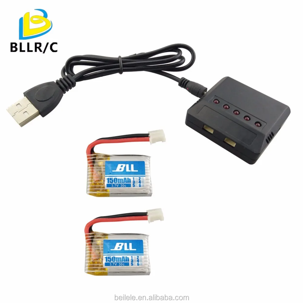 3PCS 3.7V 150mah rechargeable lipo battery and 5 in 1 battery balanced charger for E010 E011 E013 JJRC H37 RC battery
