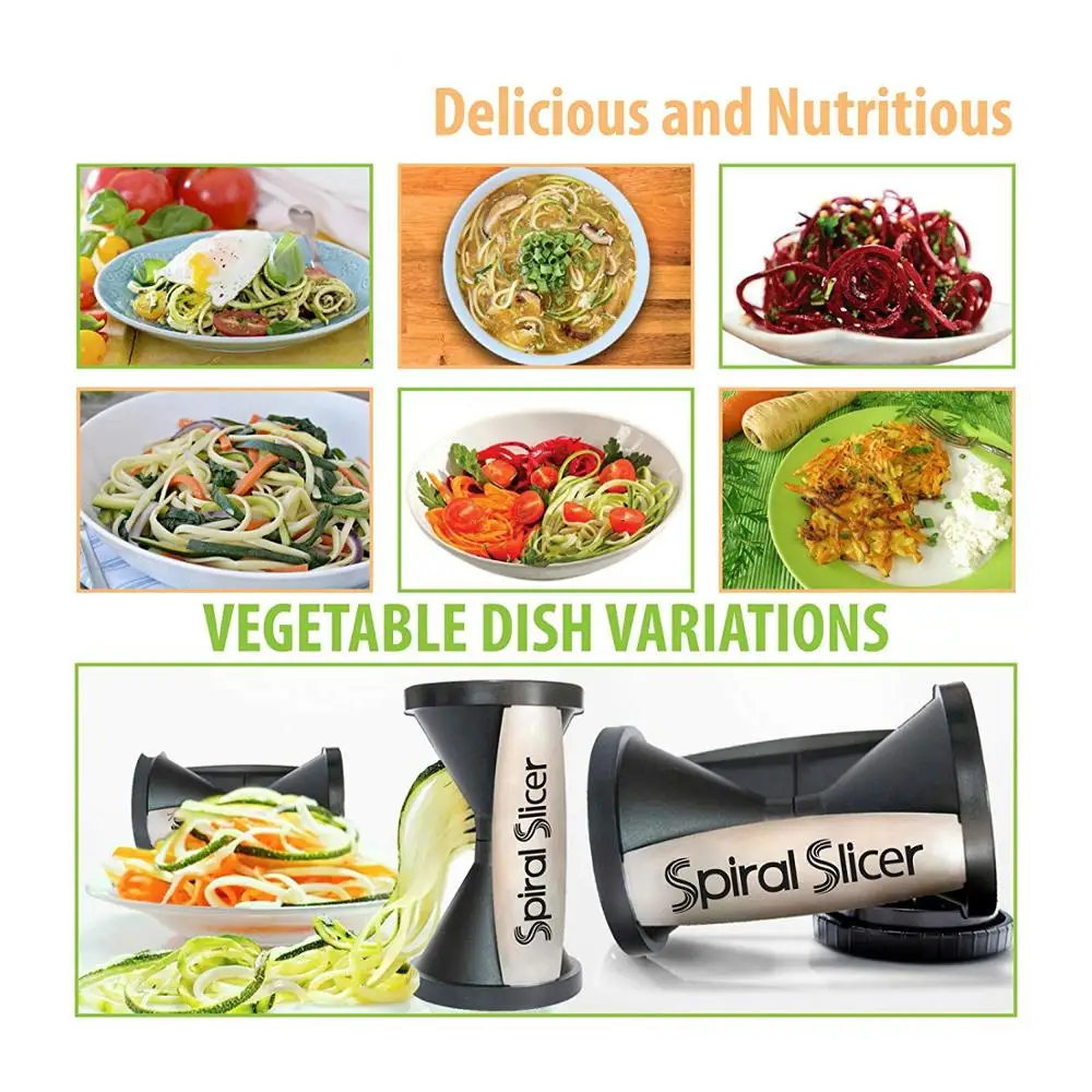 
Spiral Slicer Vegetable Zoodle Spiralizer - Veggie Noodle Maker Pasta Cutter - With Kitchen Peeler Bundle 