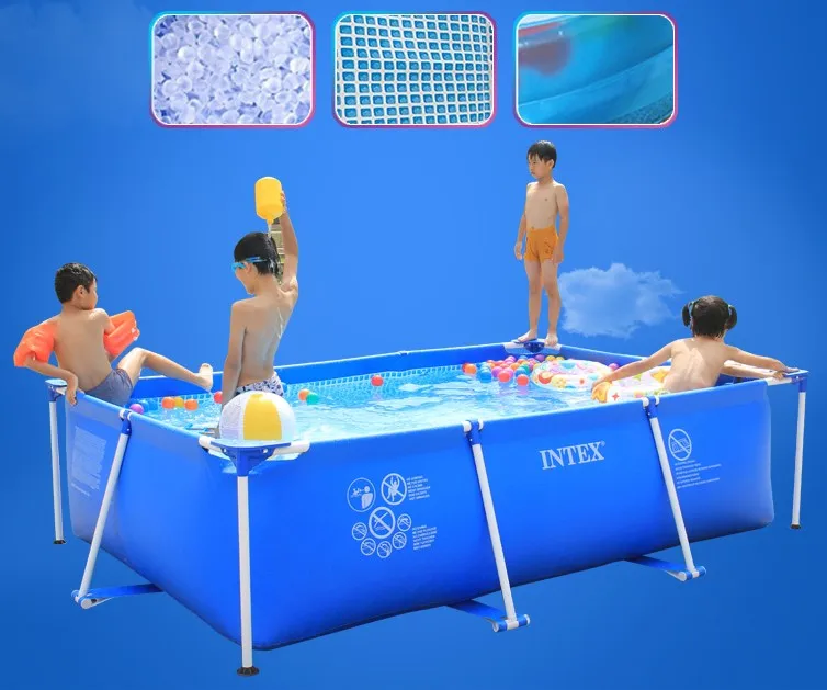 Intex 28271 ПВХ прямоугольная металлическая рама детский наземный бассейн для семейного использования