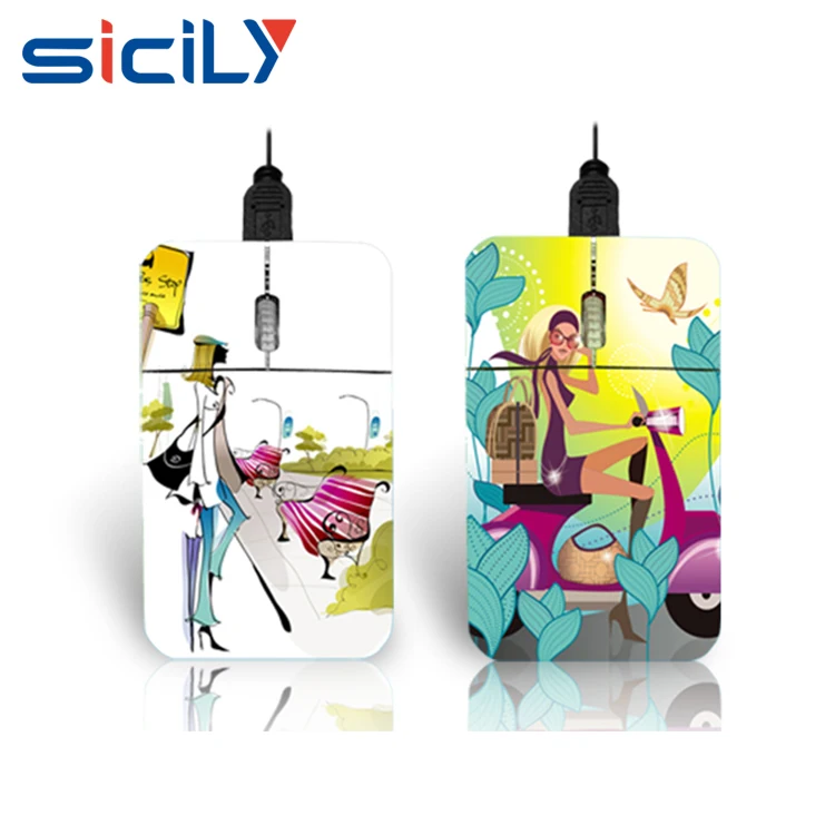 Mini USB flat slim mouse LED light up Optical Wheel Wired Mouse Mice for PC Laptop Computer