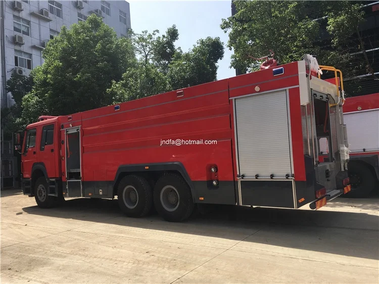 Instructions of HOWO 340hp back two-bridge 8 tons water foam firefighter truck