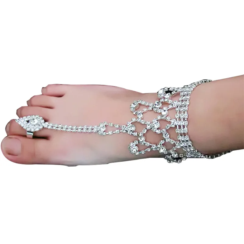 Online Wholesale sandals ankles  rhinestone jewelry foot chain G0015