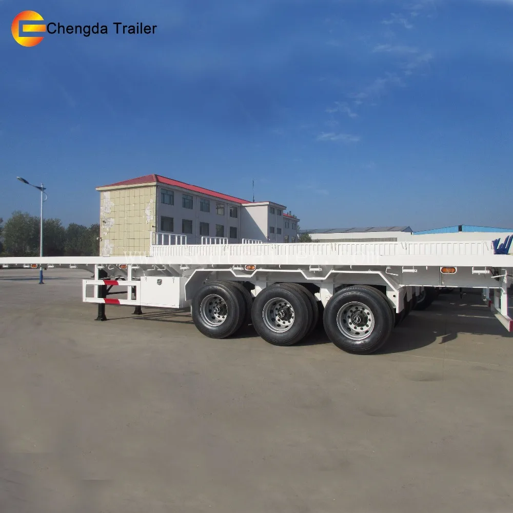 3 axle flat track container 40 feet flatbed truck trailer made in China