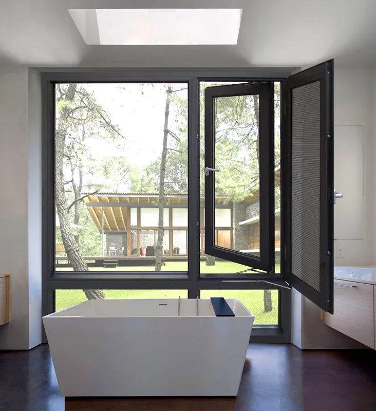 Antique Latest Design Aluminum Casement Window Broken Bridge Aluminum with Mosquito Net